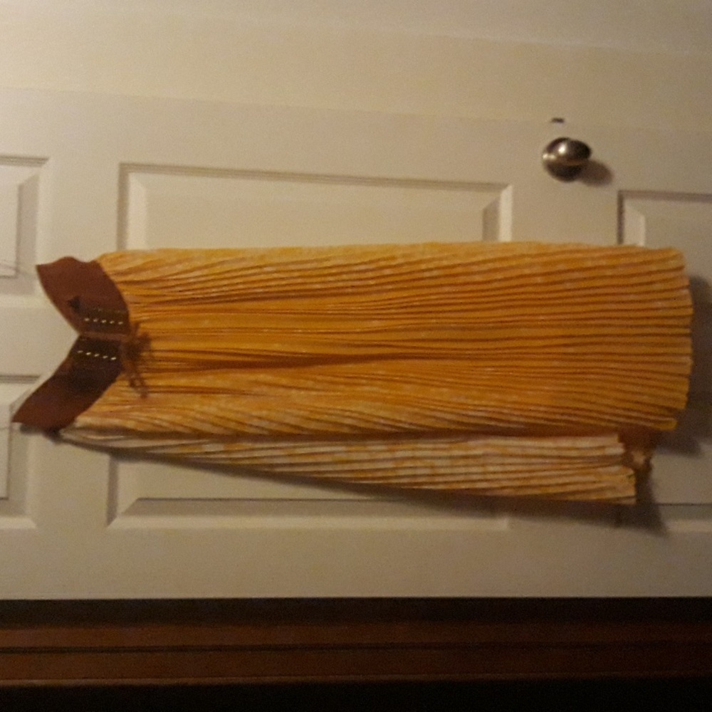Yellow Pleated Maxi Skirt